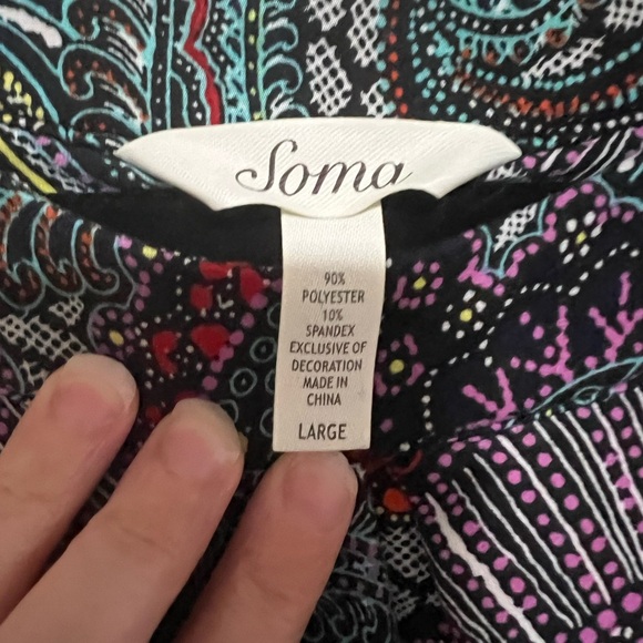 Soma Multicolored Sleeveless Maxi Dress Size Large Cruise Travel Stretch - Picture 5 of 5